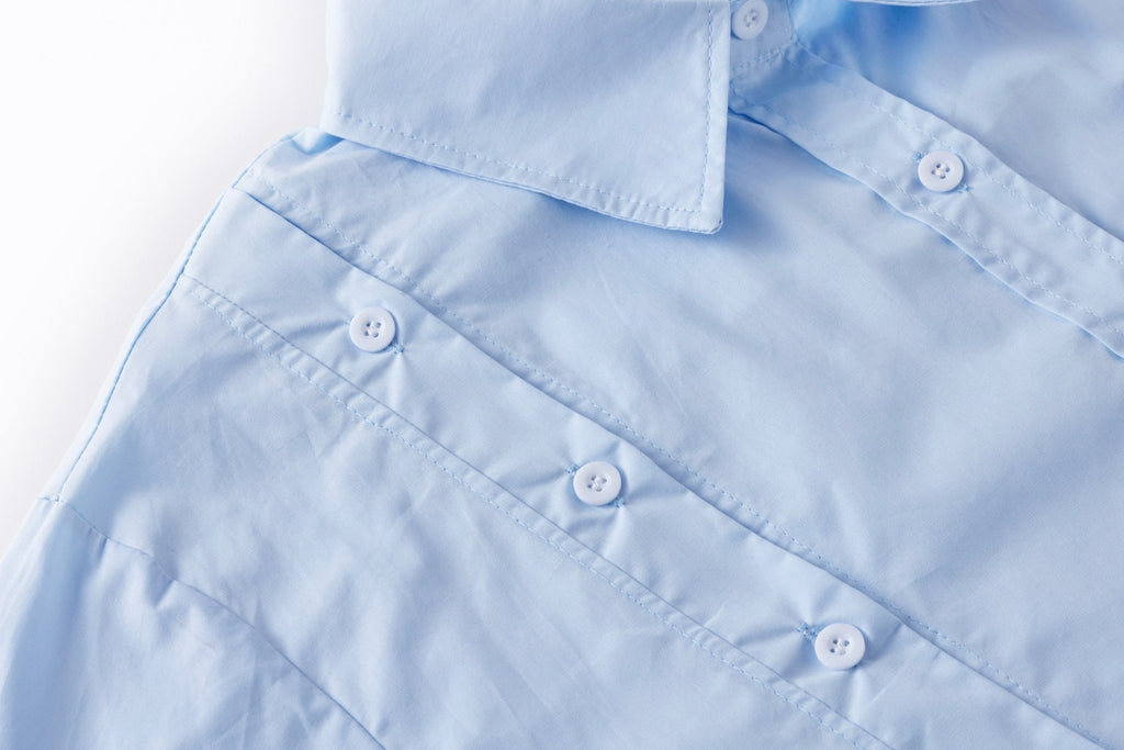 Blue button-up shirt