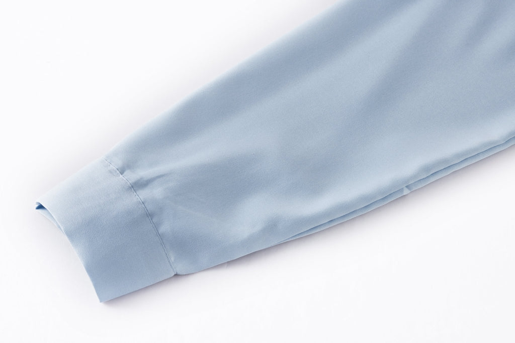 Blue zip-up shirt