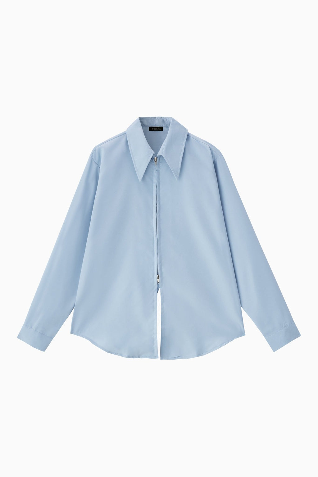 Blue zip-up shirt