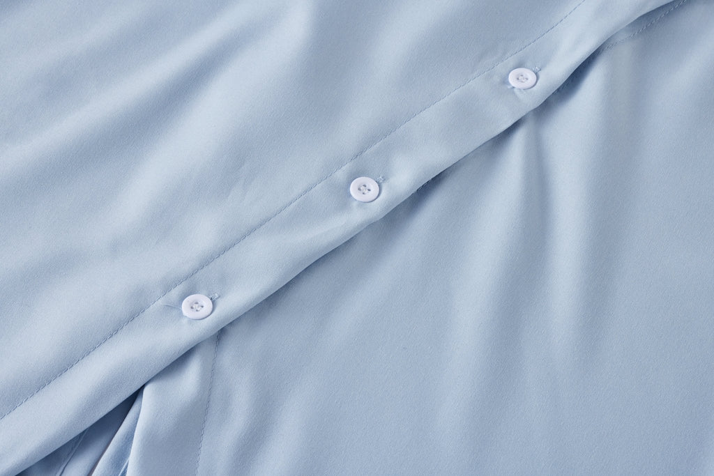 Blue zip-up shirt